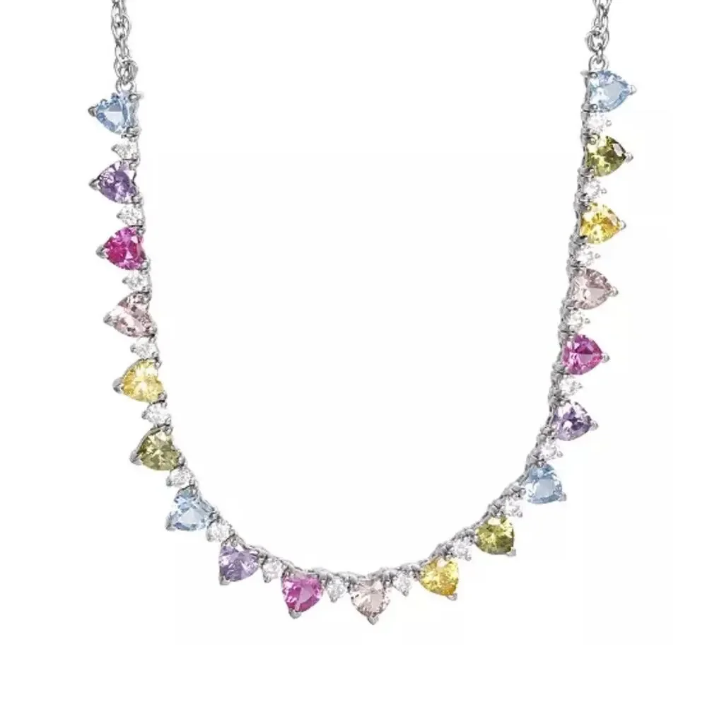 Sterling Silver 'Endless Love' Heart Necklace Stunning Fashion Trendy Glam NEW